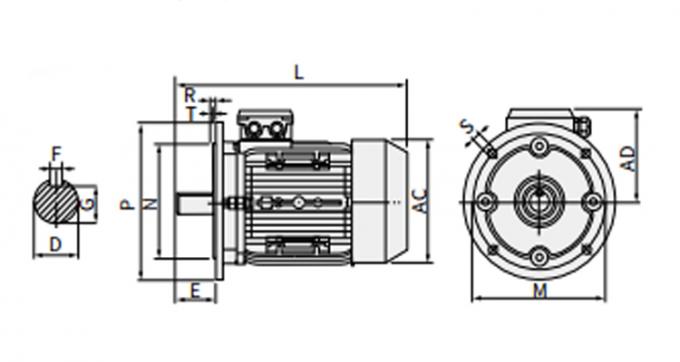 Motor eléctrico asíncrono de cuatro polos de 0.09kw 0.12Hp a prueba de agua de 50Hz 60Hz 380V 1500RPM trifásico cerrado 220V CA 11
